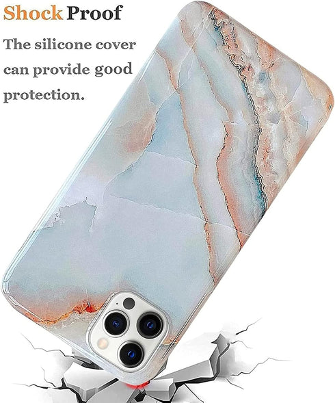 J.west Case Compatiable with iPhone 13 Pro Max 6.7 inch,Unique Grey Marble Print Pattern Agate Slice Stone Design Soft TPU Slim Fit Protective Pho...