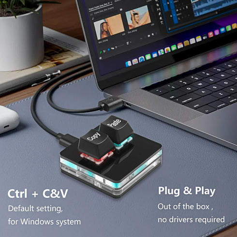 SinLoon USB Mini 2 Key Keypad 2-Key Copy Paste Keyboard OSU Keypad HotSwap One Handed Mechanical Gaming Keyboard with USB Cable for Accounting Wor...