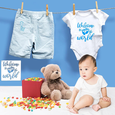 22 Pieces Baby Shower Stencils for Painting Cute Small Onesie Stencils Mixed Animal Stencils Baby Theme Painting Templates for Painting on Fabric ...