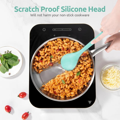 13.3" Solid Cooking Spoon: U-Taste 600ºF Heat Resistant Kitchen Mixing Spoon, Food Grade Nonstick Long and Large Rubber Soup Utensil for Serving, ...