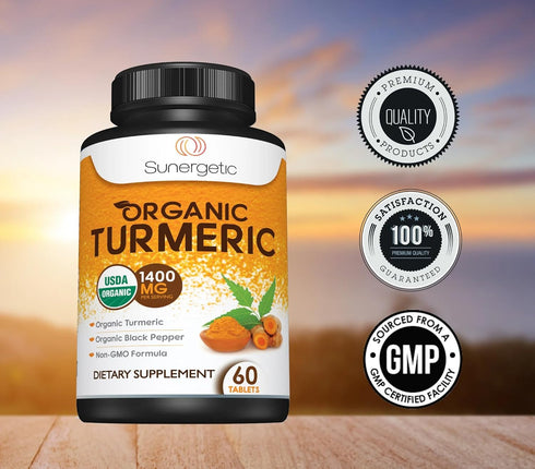 USDA Certified Organic Turmeric Supplement – Includes Organic Turmeric & Organic Black Pepper – 1,400mg of Turmeric per Serving - 60 Count (Pack o...