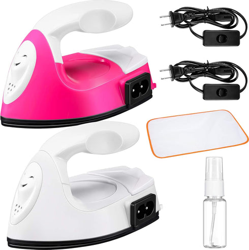 Honoson 2 Pieces Mini Craft Iron Mini Heat Press Iron with Charging Base Accessories for Beads Patch Clothes T Shirts Shoes Clothes and Hats...