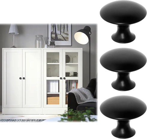 Kare & Kind 6X Round Cabinet Knobs - Matte Black - Pulls for Kitchen Drawers, Cupboards, Dressers - Classic Looking Handles - Hardware for DIY, Ho...