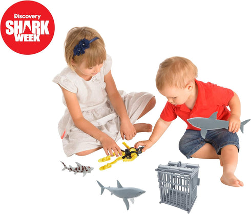 Shark Week Discovery Shark Diving Exploration Playset, Cage, Leopard Shark, Birthday Gift and Party Favors for Kids...