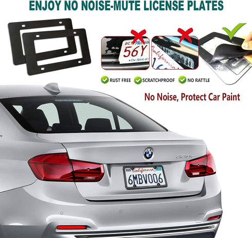 Aootf Carbon Fiber License Plate Frame- Heavy Duty Black Aluminum Car Tag Cover Printed Carbon Patterns, Slim Front & Rear Holders Mount Hardware ...