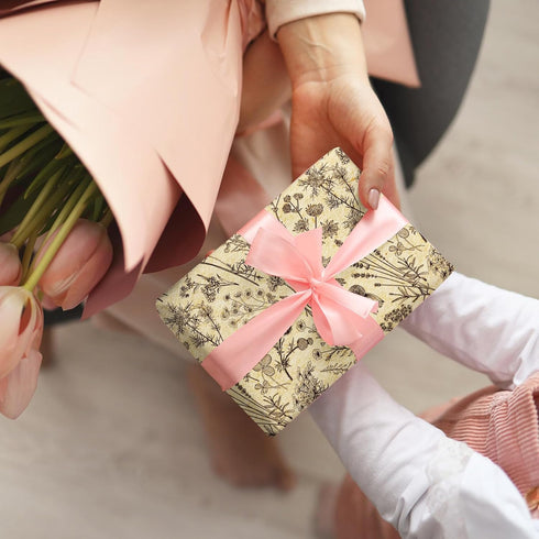 AnyDesign 12 Sheets Floral Kraft Wrapping Paper Spring Flower Butterfly Gift Wrap Paper Bulk Folded Flat 4 Designs Brown DIY Craft Art Paper for P...