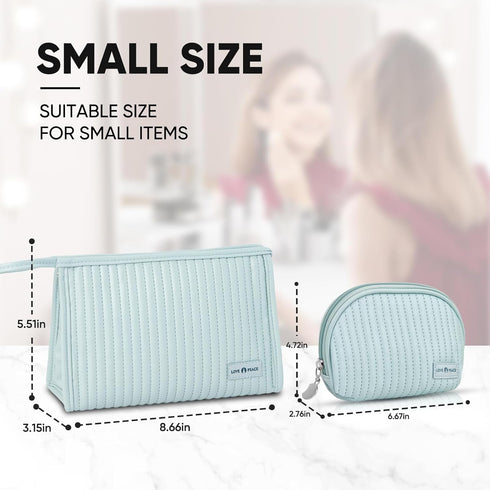 Makeup Bag For Purse Travel Cosmetic Bags for women PU Leather Portable Versatile Make Up Bag with Shell Shape (Small-Green)...