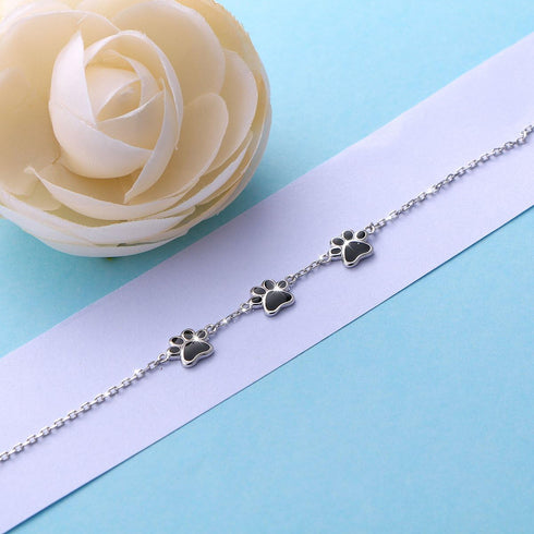 Ladytree S925 Sterling Silver Puppy Dog Cat Pet Paw Print Bracelets1...