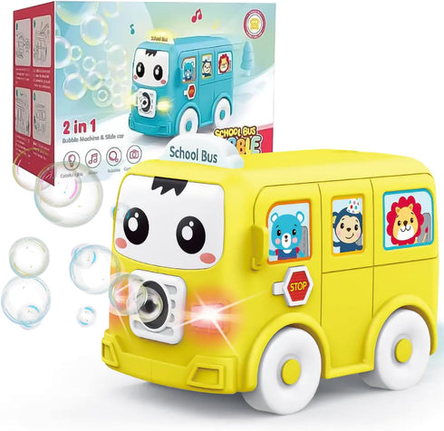 Kids School Bus Bubble Maker Machine with Musical Sliding Action - Outdoor Summer Toys for Toddlers Bubble Machine for Kids Toddler Toys Baby & To...