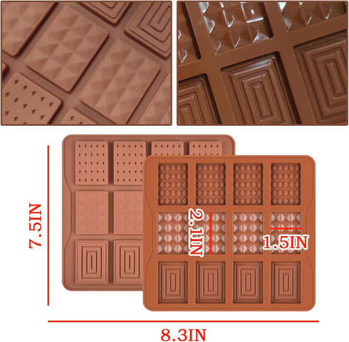 12-Cavity Silicone Break Apart Chocolate Moulds,Silicone Square Mold,Non-Stick Candy Chocolate Bar Mold,Reusable Candy Protein Silicone Chocolate ...