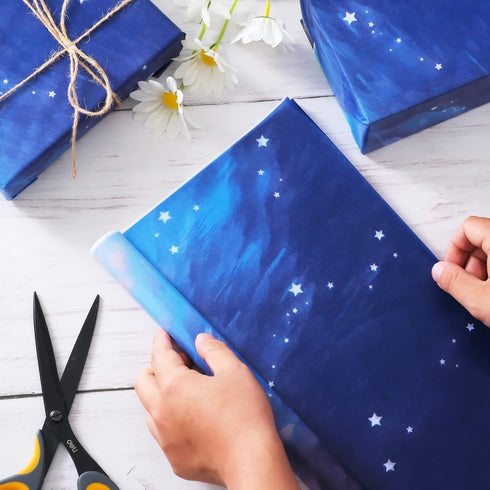 Bolsome 100 Sheets Purple-Blue-Orange Gradient Tissue, Starry Sky Outer Space Wrapping Tissue Setting Sun Tissue for Baby Showers Wedding Birthday...