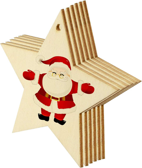 obmwang 50 Pieces Natural Wooden Star Cutouts Unfinished Predrilled Wooden Star Embellishments with Natural Twine for Christmas, DIY Craft, Party ...