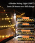 Camping String Lights, 4 in 1 Outdoor String Lights with 9 Light Modes(50Ft), LED String Lights Waterproof IPX6 Portable Camping Lantern Rechargea...