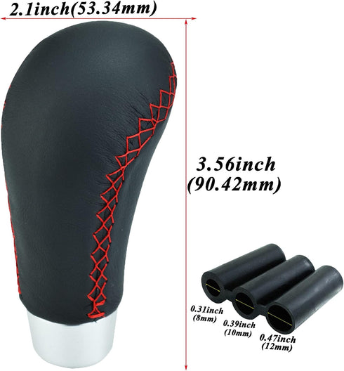 Abfer Shift Knob 5 Speed Leather Stick Gear Shifting Handle Car Shifter Knobs Fit for Most Automatic Manual Vehicles Trucks, Red...