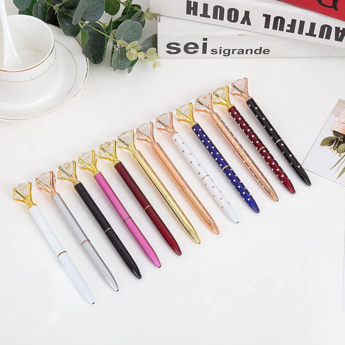 Bling Crystal Diamond Pen metal ballpoint pens for Office School with Reffills students gift, pack of 3 4 5 8 12 (8 rose gold)...