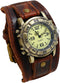 Gothic Punk Leather Watch: Men Vintage Steampunk Halloween Quartz Analog Bracelet Watches Retro Hip-hop Waterproof Cuff Wristwatch...