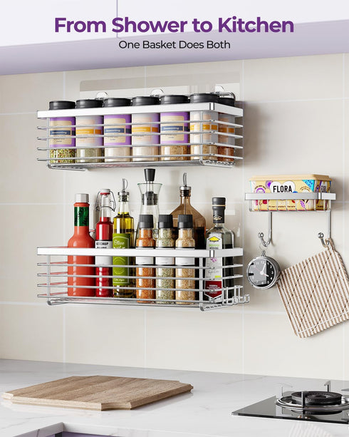 ODesign Shower Caddy 3 Pack SUS304 Stainless Steel-No Drilling-Shower Bathroom Shelves Rack,Rustproof Wall Mounted,Adhesive Shower Shelf Basket Or...
