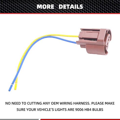 HiSport 9006 headlight plug Female Adapters Connector Wiring Harness Sockets Wire Plug Pigtails Compatible with High/Low Beam Or Fog Lights Use Re...