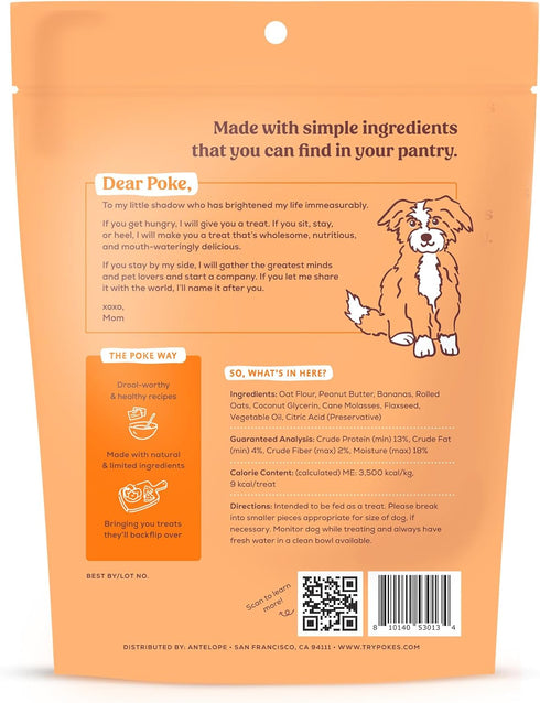 Poke's P'Nutty for 'Nanas Treats for Dogs, Limited Ingredient & Natural Dog Treats, Wheat-Free & Made in The USA, Peanut Butter & Banana Soft & Ch...