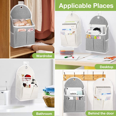 2 Pack Wall Hanging Organizer Bag with Pockets Fabric Storage Bag Basket Caddy Waterproof 01 01...
