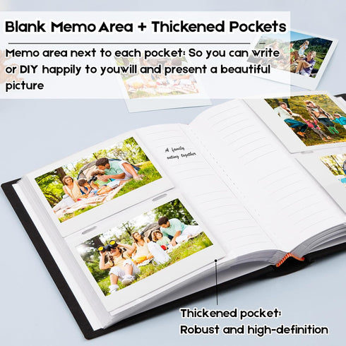 Photo Album for Fujifilm Instax Wide 300 Camera, Linen Cover, 120 Pockets Photo Album with Writing Space for Polaroid Now OneStep2 OneStep+ Instan...