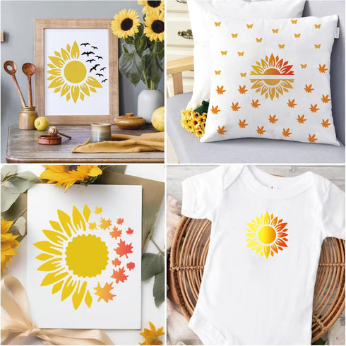 35 Pack Sunflower Flower Stencils for Painting on Wood, Floral Stencil Spring Nature Template for DIY Craft Wall Fabric Rock Chalkboard Sign Schoo...