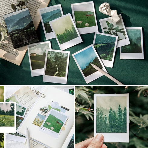 Landscape Nature Stickers Set (120 Pieces), Aesthetic Mountain Forest Sky Cloud Galaxy Space Moon Phase Sunset Natural Scenery Collage Pictures fo...
