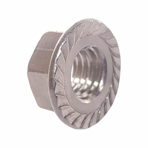 Serrated Flange Nuts - 1/2"-20 (10-Pack) Fine, Plain Finish, Stainless Steel 18-8 Hex Lock Hardware Nuts for Industrial & Home Use...