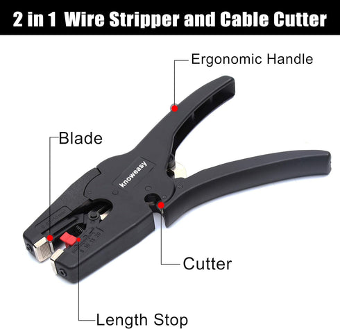 Wire Stripper, knoweasy Wire Stripper Tool with Cutter and 2 in 1 Wire Stripping Tool Works for Electronic,Electric,Automotive from 32 to 7 AWG...