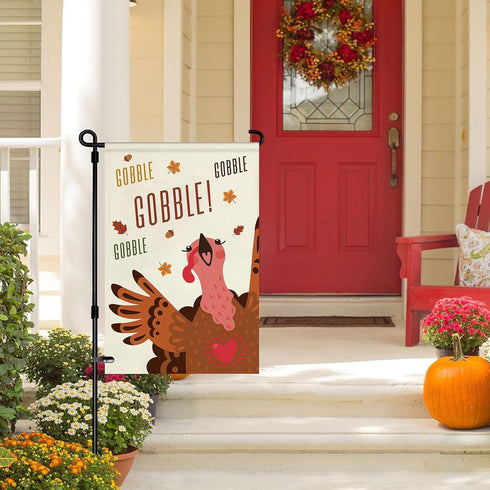 Thanksgiving Garden Flag, Fall Yard Flags Welcome Garden Flags 12x18 Double Sided Thankful Flags for Outside, Turkey Garden Flag Hello Fall Farmho...