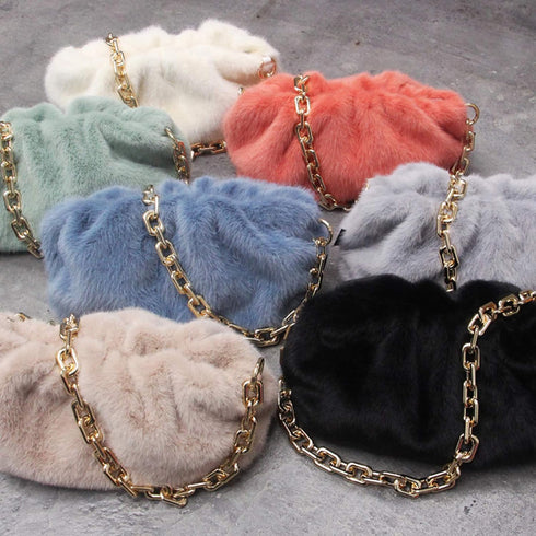 NAARIIAN dumpling fur bag Feather Tote Evening cloud bags Fuzzy Handbags Faux Fox Fur Purse for women...