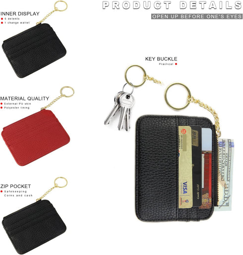 Credit Card Holder 2 Pcs Slim Wallet and Credit Card Wallet,Small Pocket Wallet,Key Zipper Coin Purse,2023 New Business Card Holder for Men and Wo...
