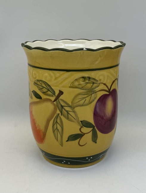 ACK Tuscany Mixed Fruit Hand Painted Ceramic, Utensil Holder, 88439...