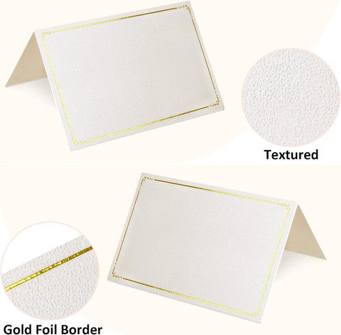 70 Pcs Place Cards Blank Fillable Banquet Seat Card with Gold Foil Frame, Place Cards for Table Setting, Escort Cards, Name Cards, Wedding Place C...