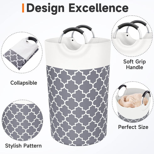 Large Laundry Basket Laundry Hamper Bag Washing Bin Clothes Bag Collapsible Tall With Handles Waterproof Travel Bathroom College Essentials Storag...