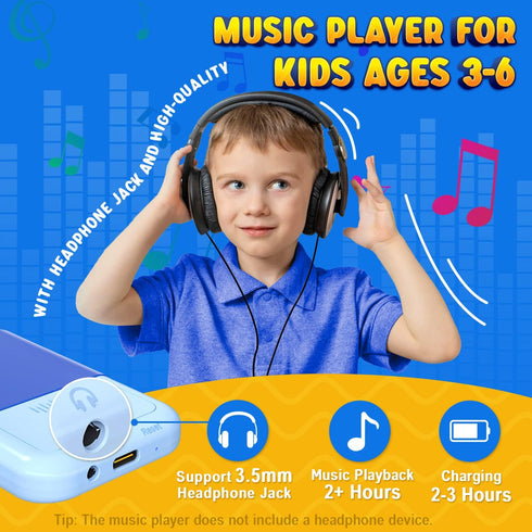 Toys for 3 4 5 6 Year Old Boys Kids MP3 Music Player with Flip Camera, Games, Alarm Clock Toddler Phone Educational Toys Birthday Gifts for Boys A...