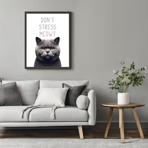 Posterizer 1 pcs-Don’t Stress Meowt-Funny Art for cat lovers-Comedy Art-Art for Animal Lovers-Decor for Home & Office- UNFRAMED Wall Art...