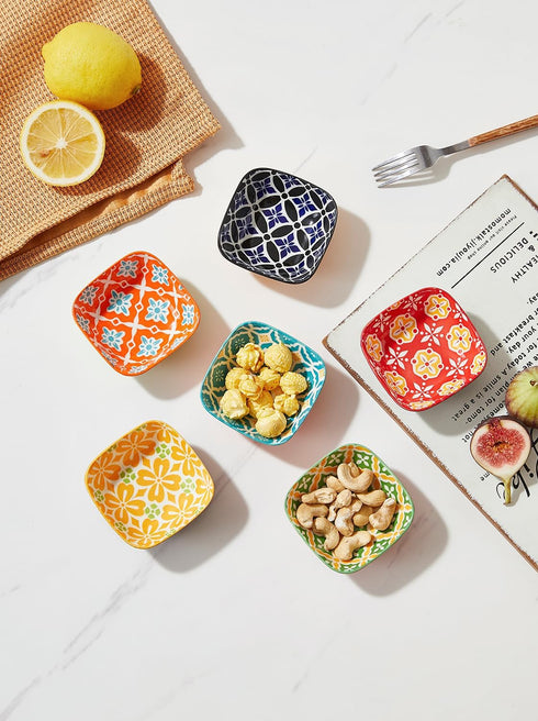 Small Dipping Bowls, Ceramic Dipping Sause Dish for Soy Sauce, 3 Inch Mini Little Bowl Set for Condiments, Sushi, Appetizers, Side Dish, Set of 6...