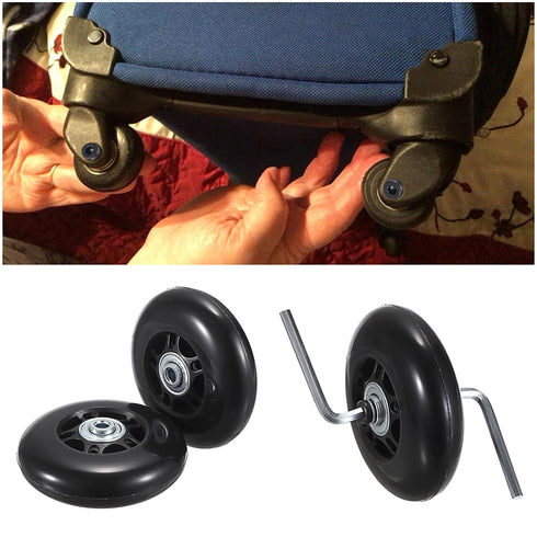 OwnMy 80mm x 23mm Luggage Wheels Replacements Set of 2 Mute Suitcase Replacement Wheels with Black Screws Axles Bearings, Rotatable Rubber Luggage...