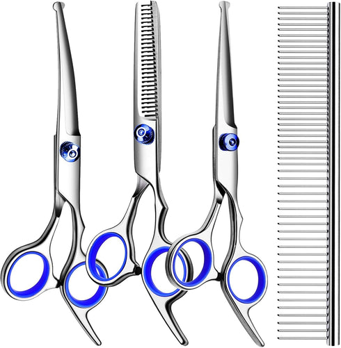 Professional Dog Grooming Scissors Kit, Titanium Coated Dog Scissors for Grooming, 5 in1 Grooming Shears Kit for Dogs Cat Pet At Home...