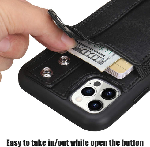 TOOVREN iPhone 12/12 Pro Case, Compatible with 12/12 Pro Wallet Case with Kickstand Card Holder Adjustable Detachable Necklace, Cell Phone 12/12 P...