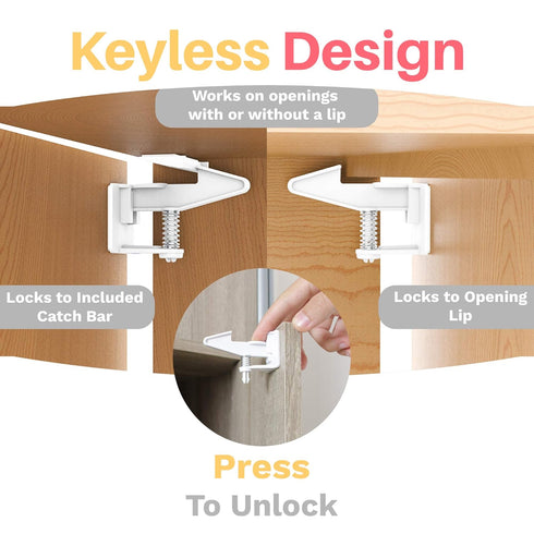 Inaya 16-Pack Cabinet Locks, Child Safety Latches - Baby Proofing Cabinets and Drawer Locks - 3M Adhesive - No Drilling & No Tools Required - Chil...