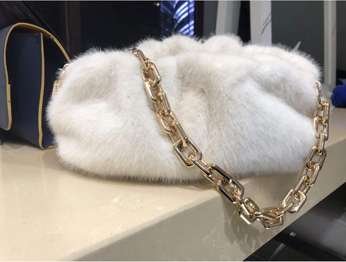 NAARIIAN dumpling fur bag Feather Tote Evening cloud bags Fuzzy Handbags Faux Fox Fur Purse for women...