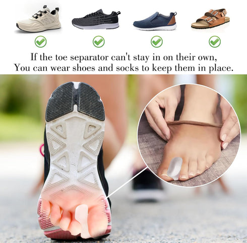 12Pcs Gel Toe Separators Soft Toe Spacers, Pain Relief Foot Toe Separator Corrector Toe Spacers for Men Women Overlapping Toes White (8L+4S) (Whit...