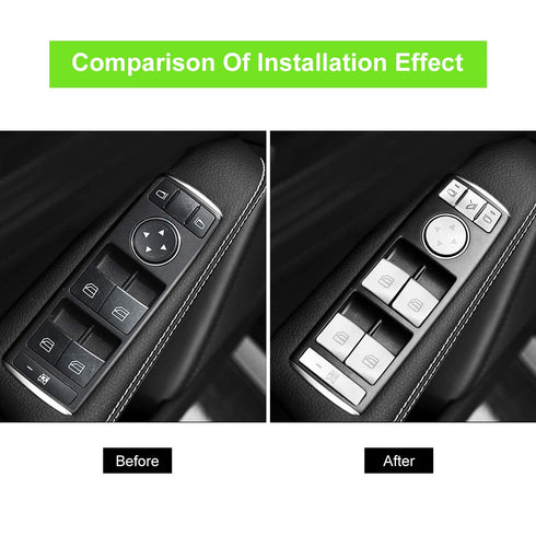 ALAVENTE Car Window Glass Lift Button Trim Cover Sticker for Mercedes Benz A/B/C(W204)/E(W212)/GLA/CLA/GLK/GL/ML/GLE Class (14 Pcs)...