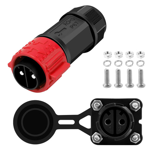 2 Pin 50Amp Trolling Motor Plug Receptacle Set,12V/24V/ 36V/48V Plug for Trolling Motor/Down Rigger/Fishing,IP67 Connector Trolling Boat Plug for ...