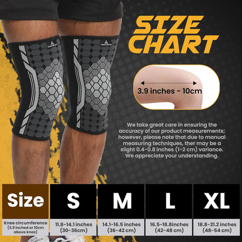 Compression Knee Brace Sleeve Support - Pain Relief, Meniscus Tear, ACL, Arthritis, Joint Pain, Recovery, Workout, Fitness - 1 Pair, Breathable, M...