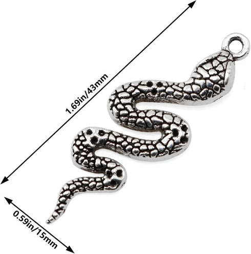 20PCS Snake-shape Charms Pendants Accessory Mixed Smooth Metal Charms for DIY Jewelry Making and Crafting, Ancient Silver...