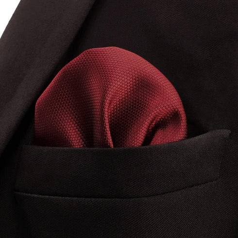 S&W SHLAX&WING Solid Color Red Burgundy Wedding Silk Matching Pocket Square Large...
