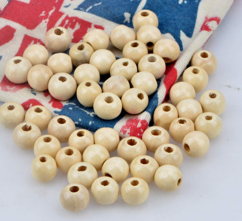 AD Beads Wood Spacer Loose Wooden Craft Beads Big Hole Beads Assorted for Necklace Bracelet Craft Making Decoration (12x14mm 100pcs, Natural Colou...